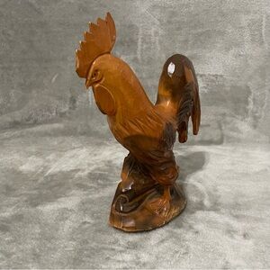 Vintage Hand Carved Wooden Rooster Figurine Folk Art Farmhouse Decor Rustic
